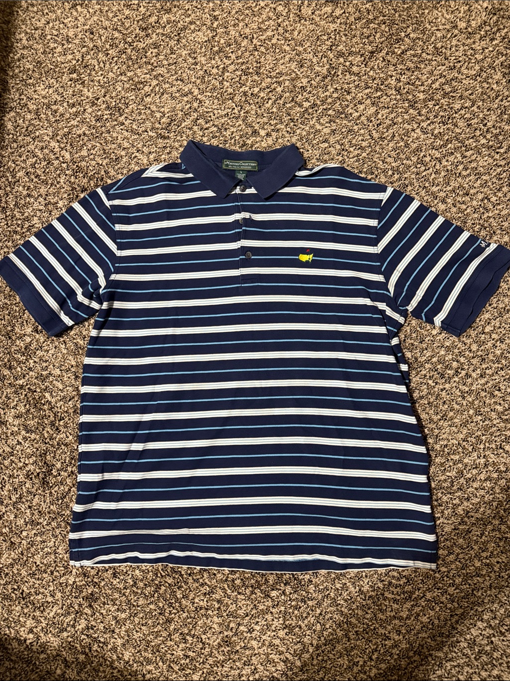 Masters Golf Navy Polo With Light Blue And White Stripes